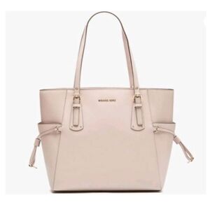 NEW $398 Michael Kors Voyager Textured Crossgrain Leather Tote - Soft Pink